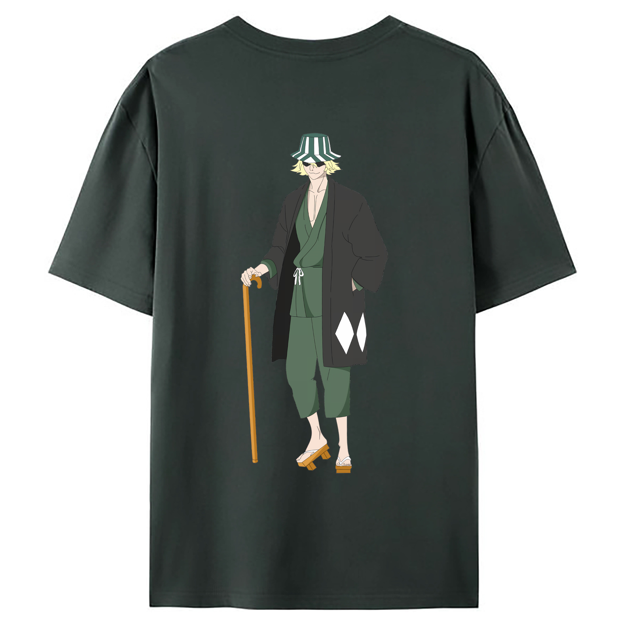 （画像用） "ブリーチ 浦原 喜助（うらはら きすけ） BLEACH Urahara Kisuke " 綿100％ メンズ半袖Tシャツ（バックプリント） 通気性